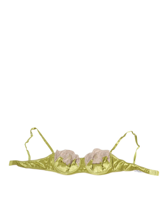 Dolce & Gabbana Lime Green Silk Satin Lace Padded Balconnet Underwear - ClickThatClicks 