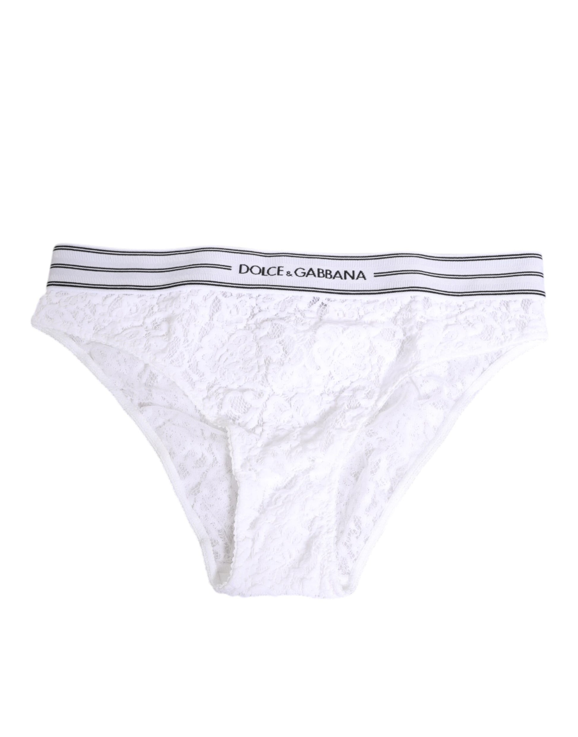 Dolce & Gabbana White Lace Slip Brief Logo Waistband Underwear - ClickThatClicks 