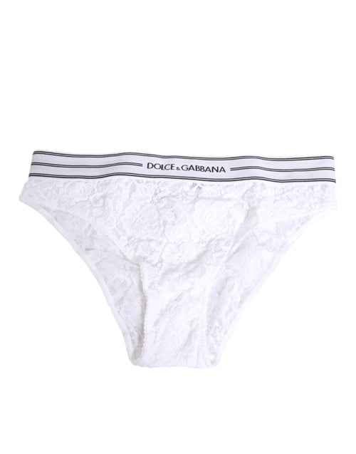 Dolce & Gabbana White Lace Slip Brief Logo Waistband Underwear - ClickThatClicks 