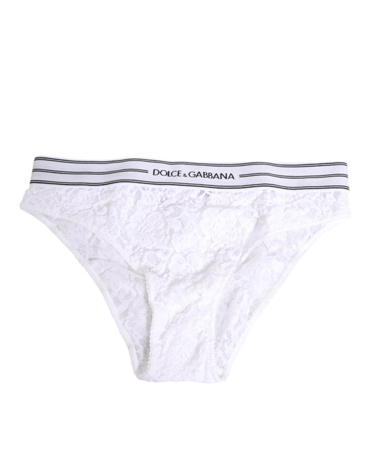 Dolce & Gabbana White Lace Slip Brief Logo Waistband Underwear - ClickThatClicks 
