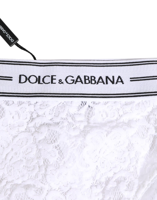Dolce & Gabbana White Lace Slip Brief Logo Waistband Underwear - ClickThatClicks 