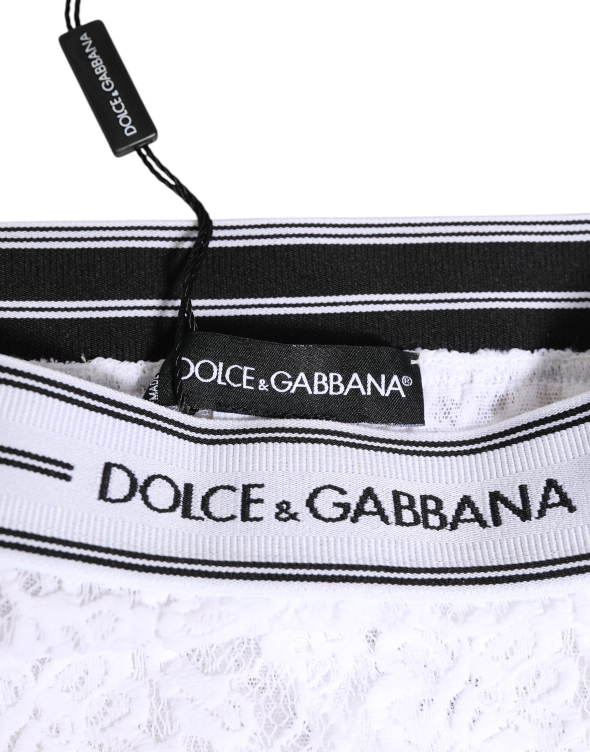 Dolce & Gabbana White Lace Slip Brief Logo Waistband Underwear - ClickThatClicks 