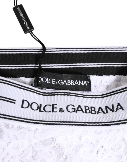 Dolce & Gabbana White Lace Slip Brief Logo Waistband Underwear - ClickThatClicks 