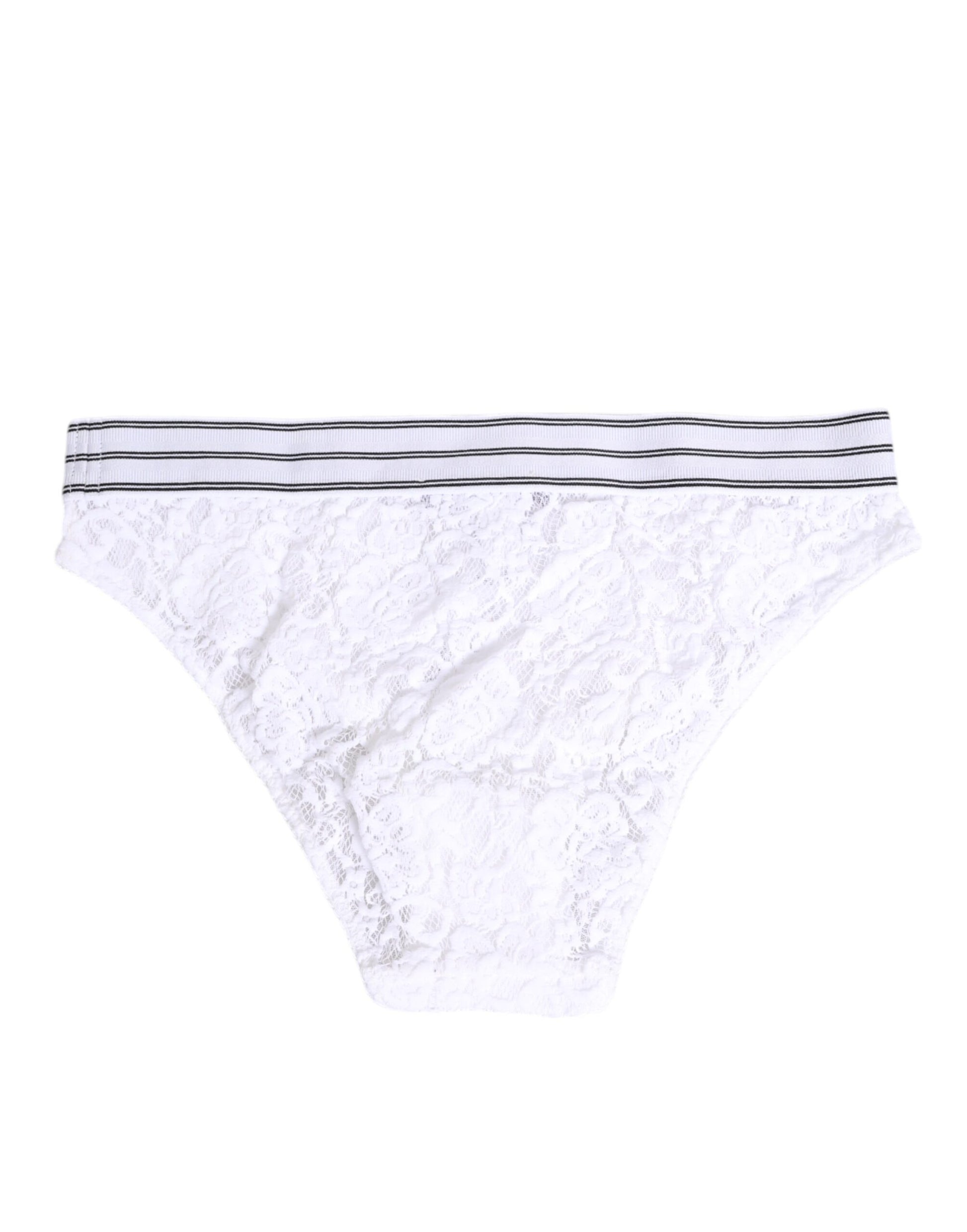 Dolce & Gabbana White Lace Slip Brief Logo Waistband Underwear - ClickThatClicks 