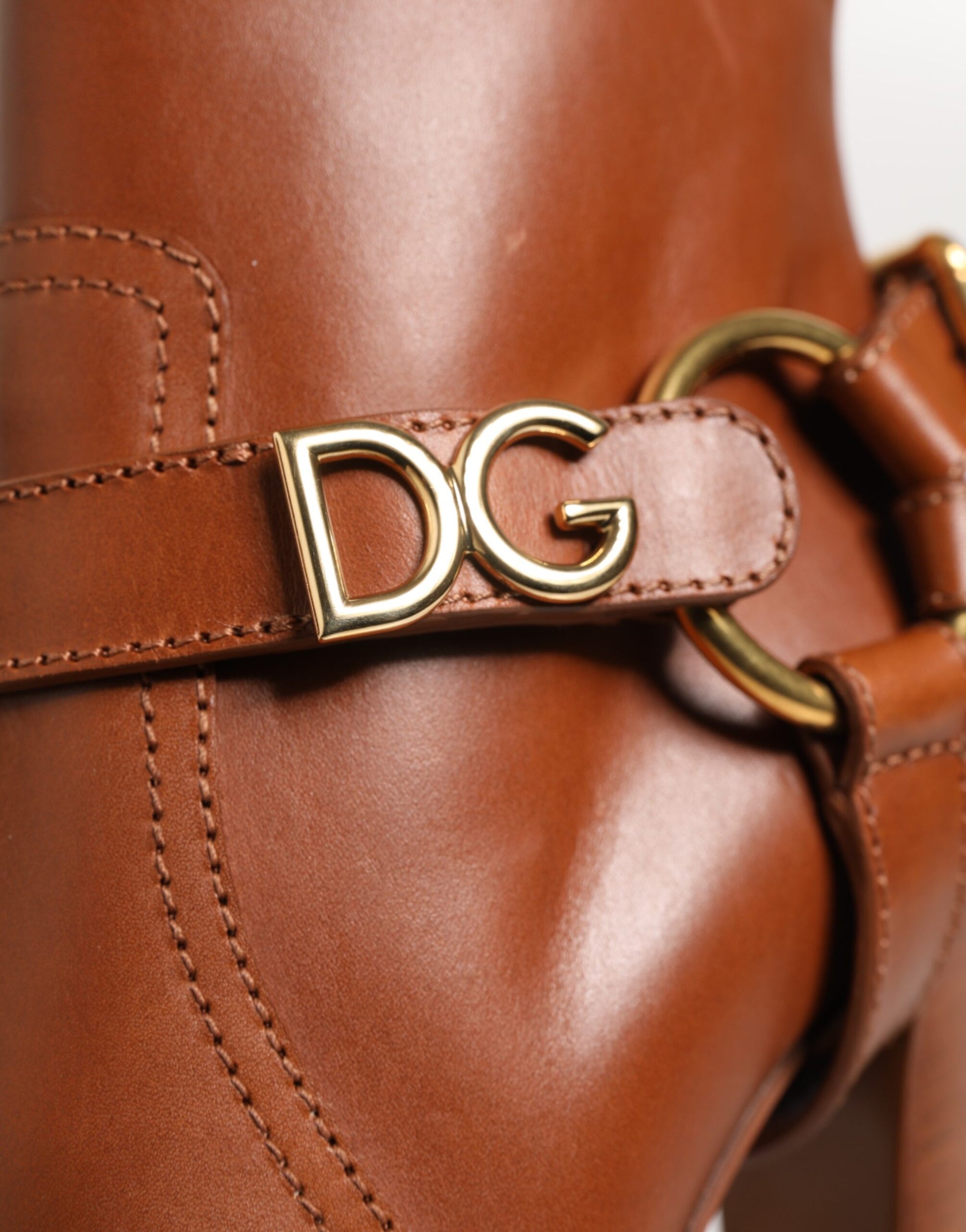 Dolce & Gabbana Brown Leather DG Logo Buckle Ankle Boots Shoes - ClickThatClicks 