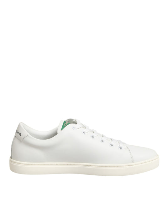 Dolce & Gabbana White Leather Rose Embroidery Low-Top  Shoes - ClickThatClicks 