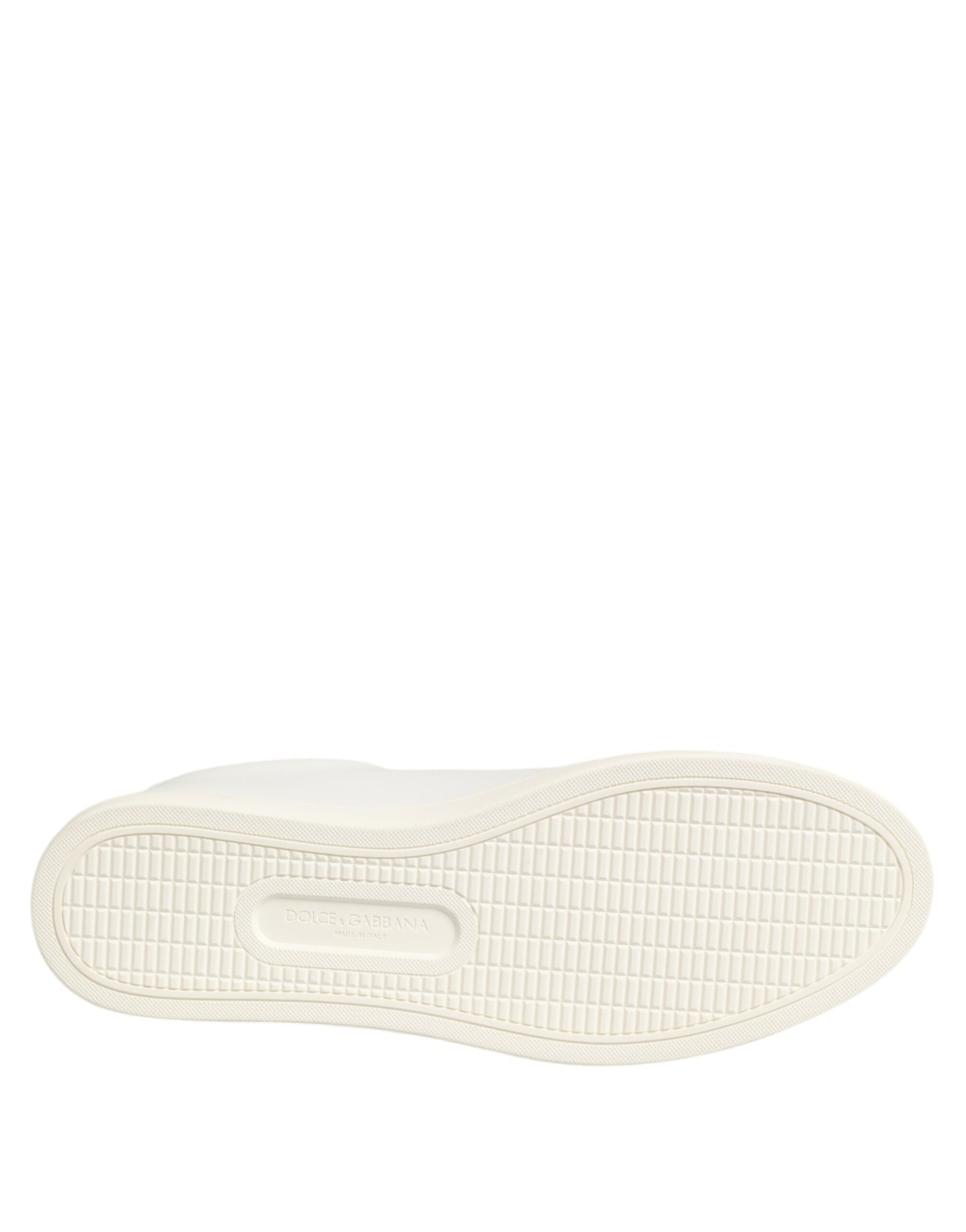 Dolce & Gabbana White Leather Rose Embroidery Low-Top  Shoes - ClickThatClicks 
