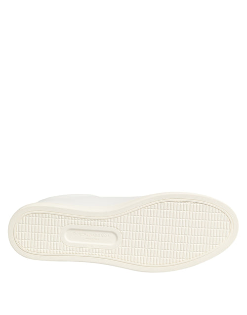 Dolce & Gabbana White Leather Rose Embroidery Low-Top  Shoes - ClickThatClicks 