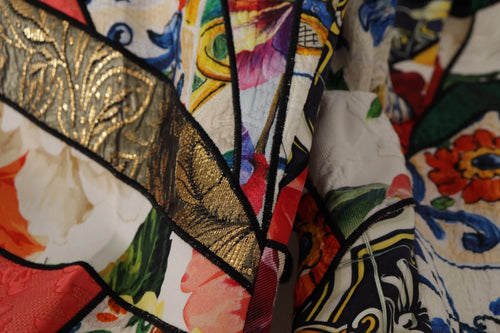 Dolce & Gabbana Multicolor Patchwork Jacquard High Waist Pants - ClickThatClicks 