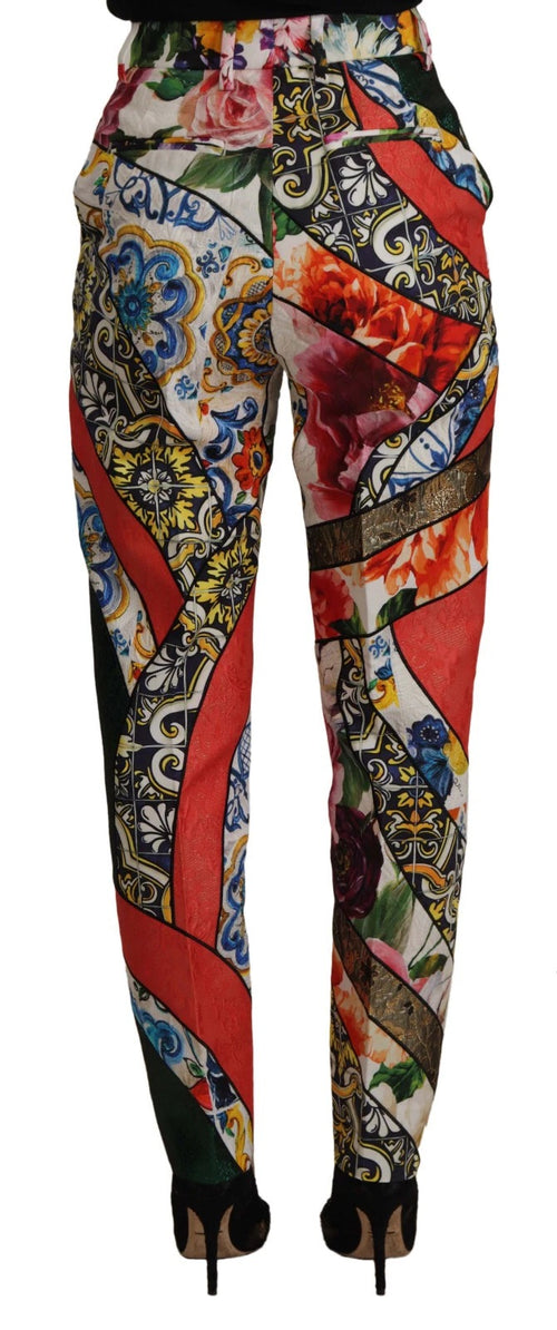 Dolce & Gabbana Multicolor Patchwork Jacquard High Waist Pants - ClickThatClicks 