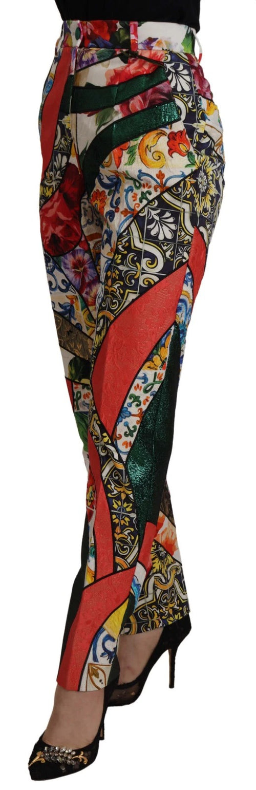 Dolce & Gabbana Multicolor Patchwork Jacquard High Waist Pants - ClickThatClicks 