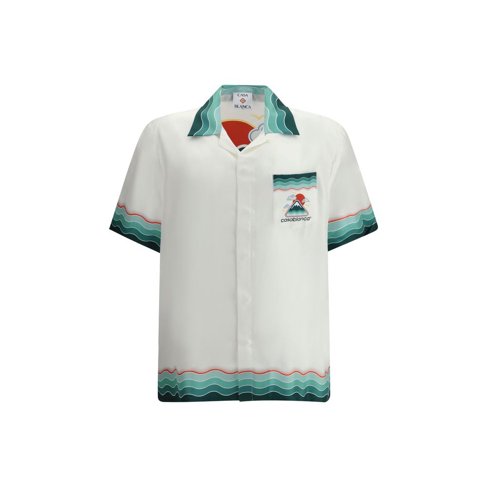 Casablanca White Silk Pattern Shirt