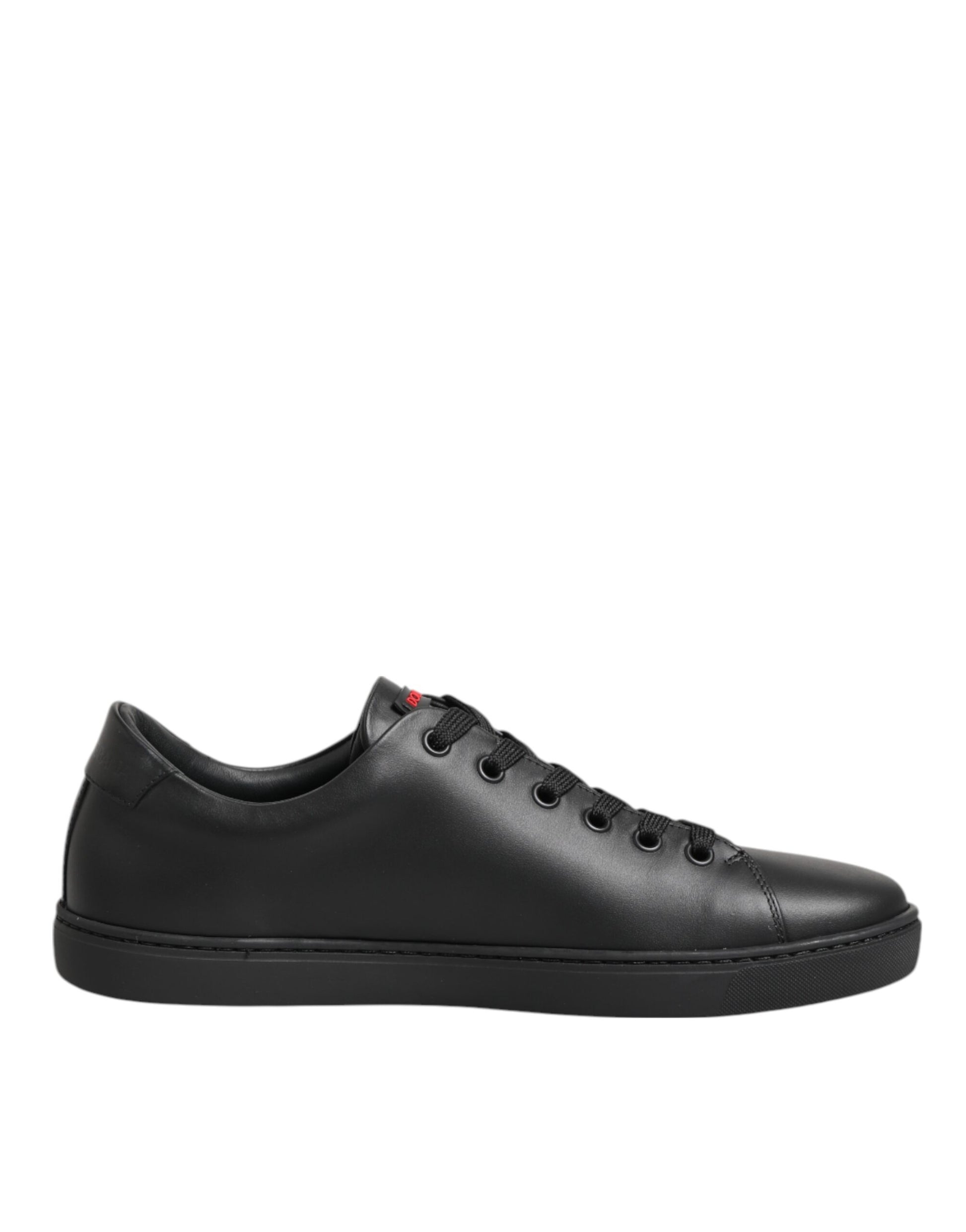 Dolce & Gabbana Black Leather Crystal Heart Low Top Sneakers  Shoes - ClickThatClicks 