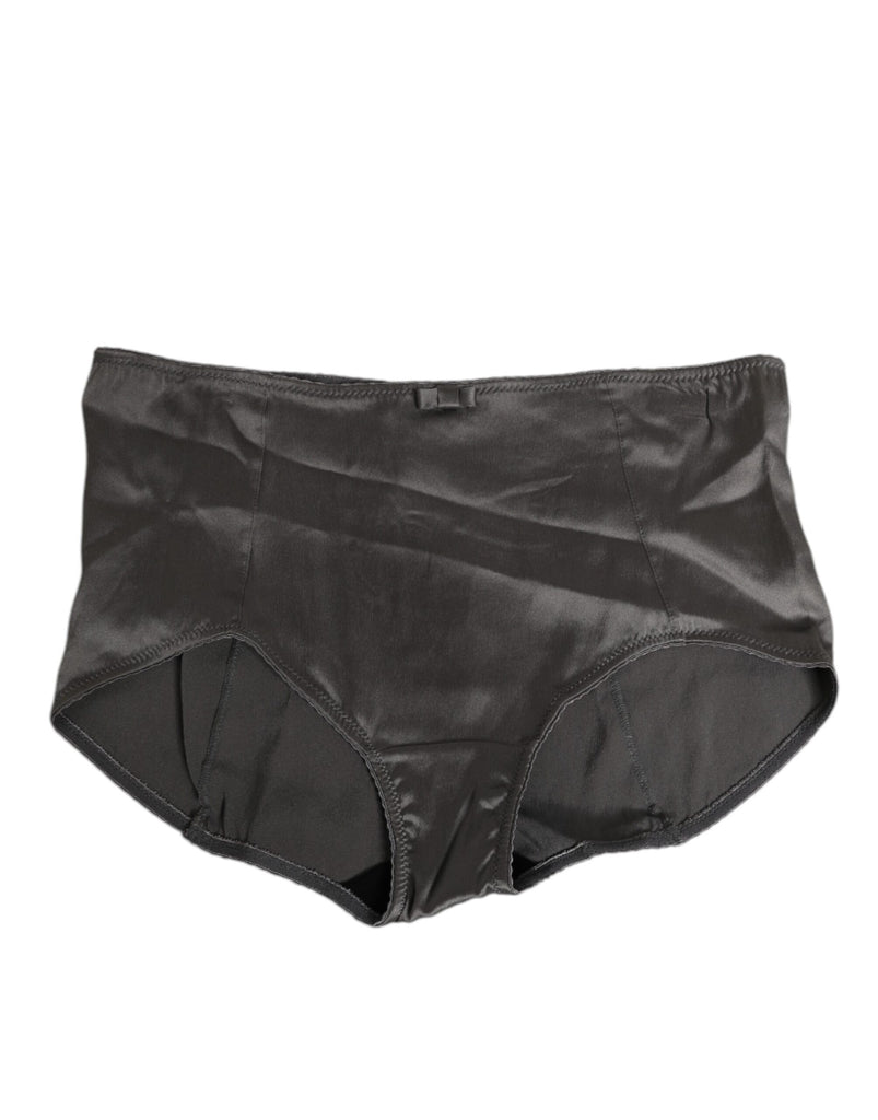 Dolce & Gabbana Gray Satin High Waist Briefs Women Underwear