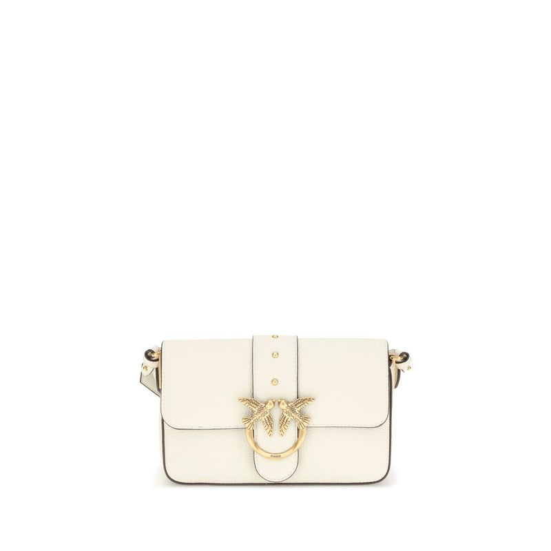 PINKO White Calf Leather Bos Taurus Shoulder Bag