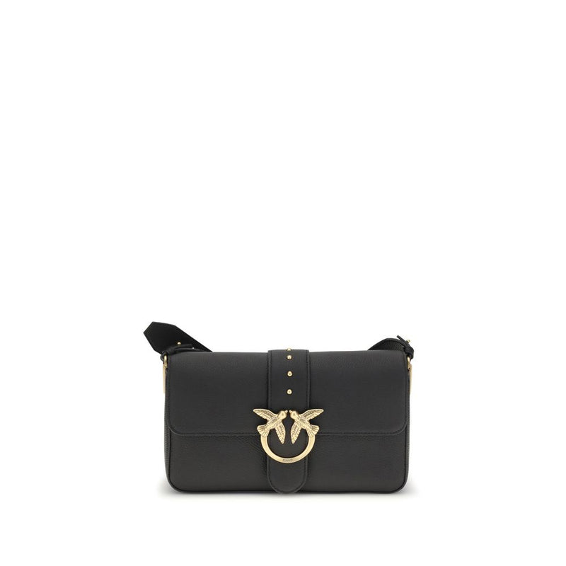 PINKO Black Calf Leather Bos Taurus Shoulder Bag