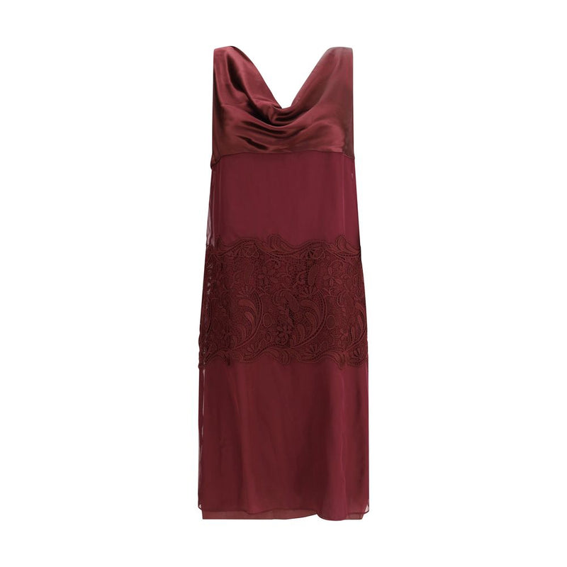 Ferragamo Bordeaux Silk Cocktail Dress