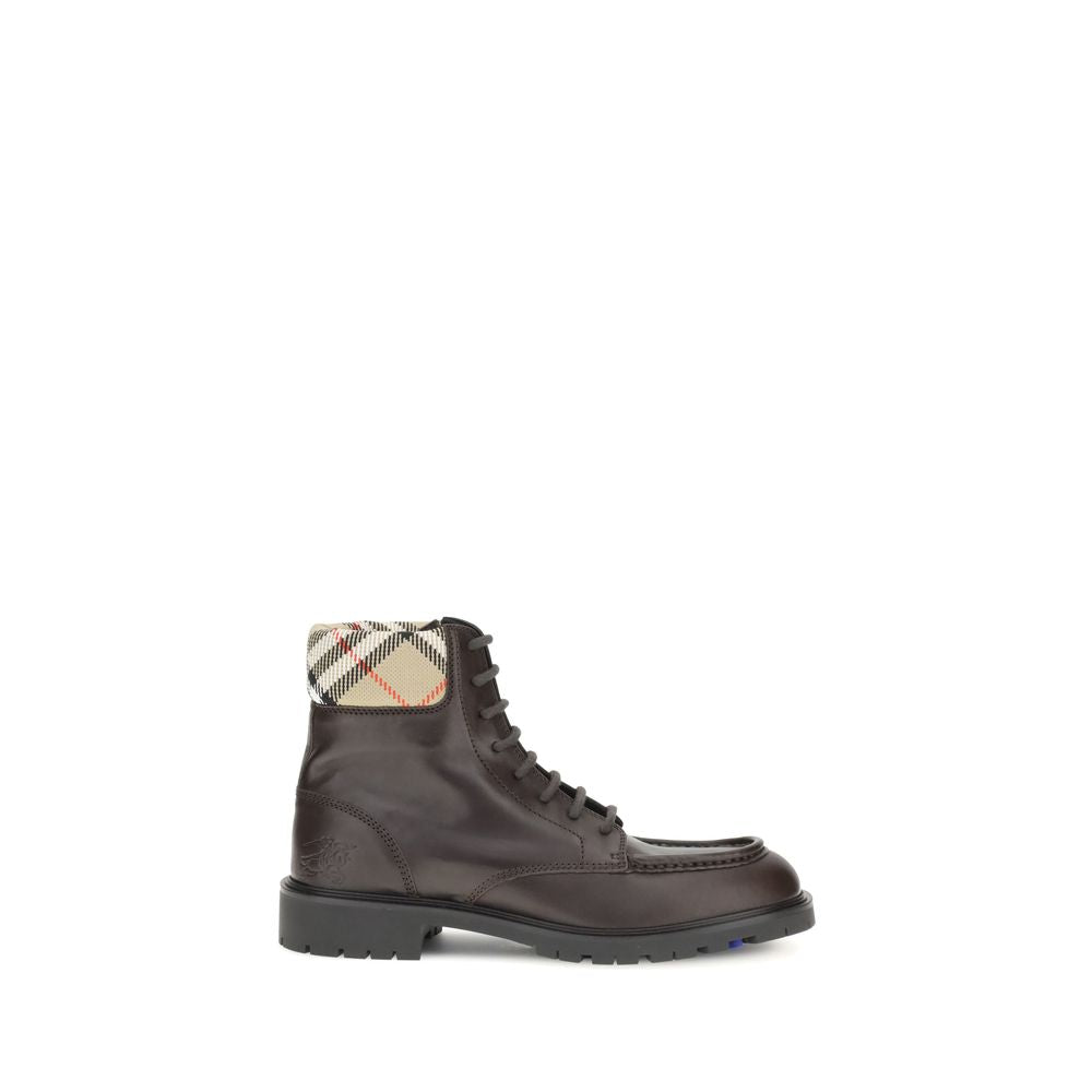 Burberry Brown Calf Leather Bos Taurus Lace-Up Boots - ClickThatClicks 