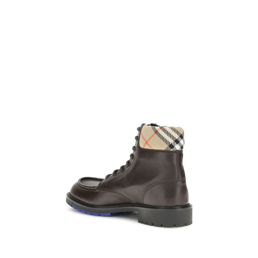 Burberry Brown Calf Leather Bos Taurus Lace-Up Boots - ClickThatClicks 