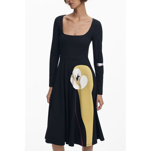 Desigual Black Cotton Women Dress - ClickThatClicks 