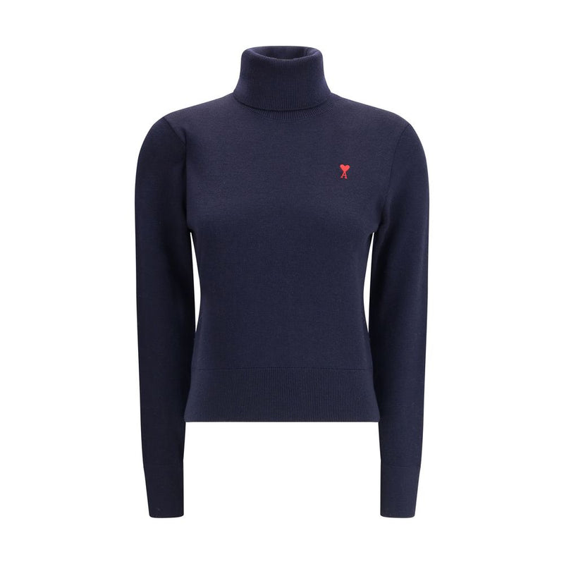 Ami Paris Blue Merino Wool Turtleneck