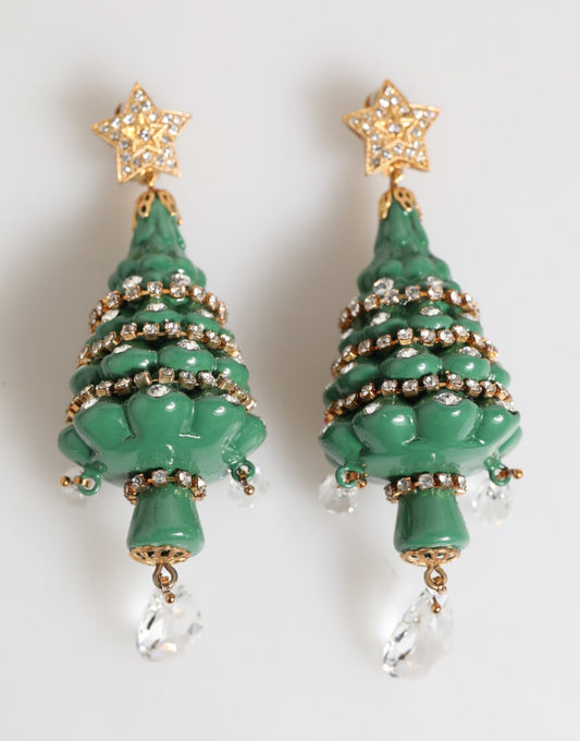 Dolce & Gabbana Gold Brass Multicolour Christmas Tree Earrings - ClickThatClicks 