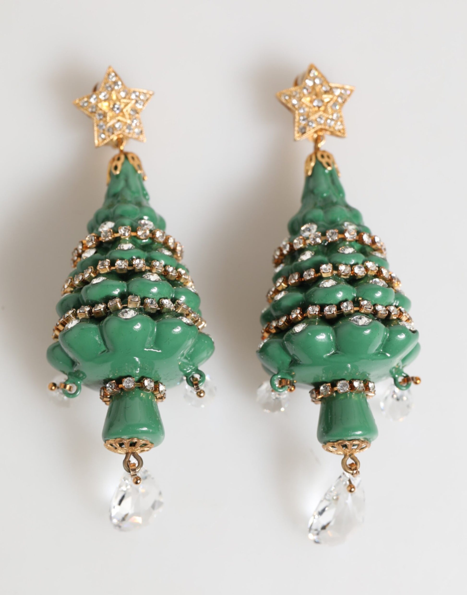 Dolce & Gabbana Gold Brass Multicolour Christmas Tree Earrings - ClickThatClicks 