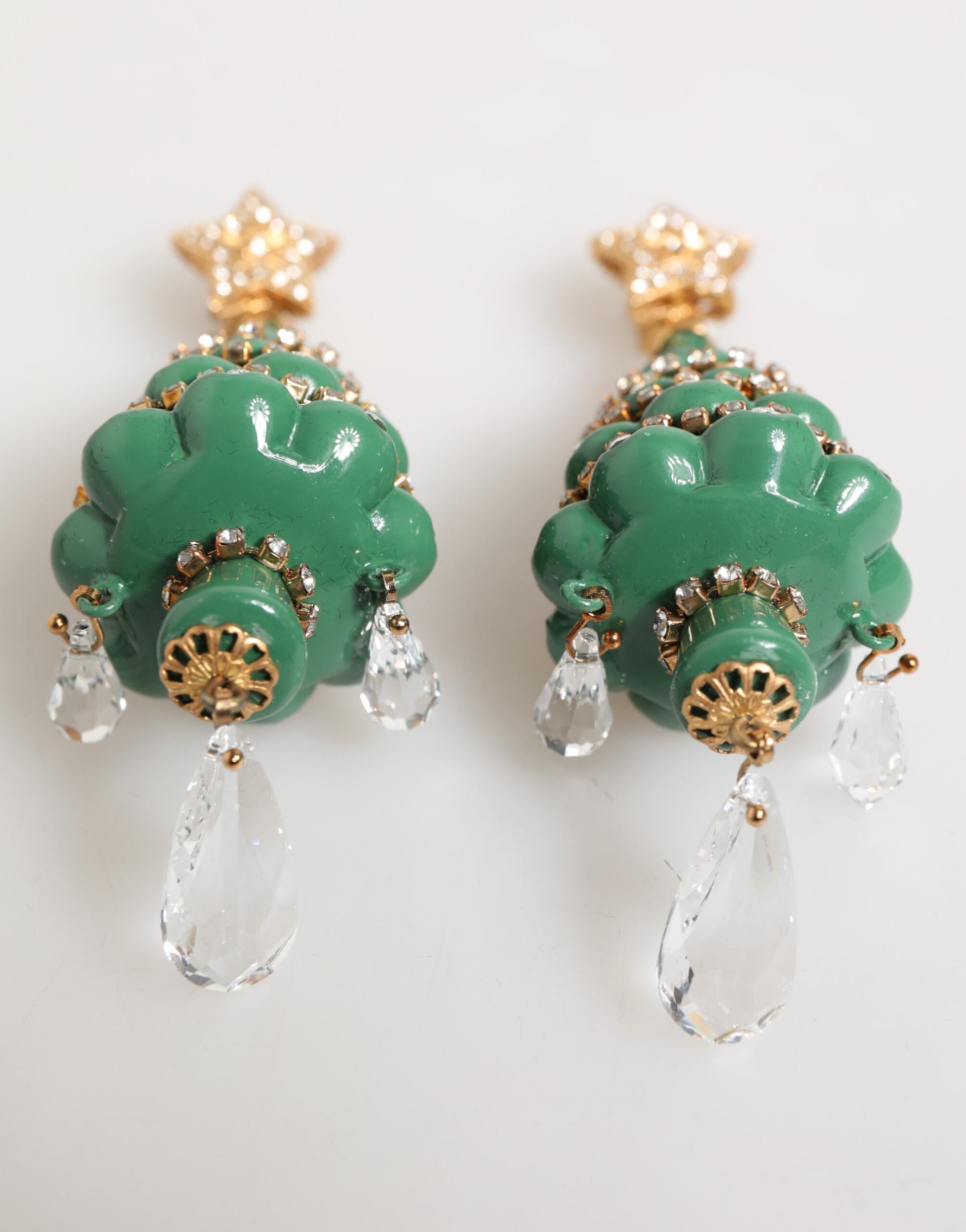 Dolce & Gabbana Gold Brass Multicolour Christmas Tree Earrings - ClickThatClicks 
