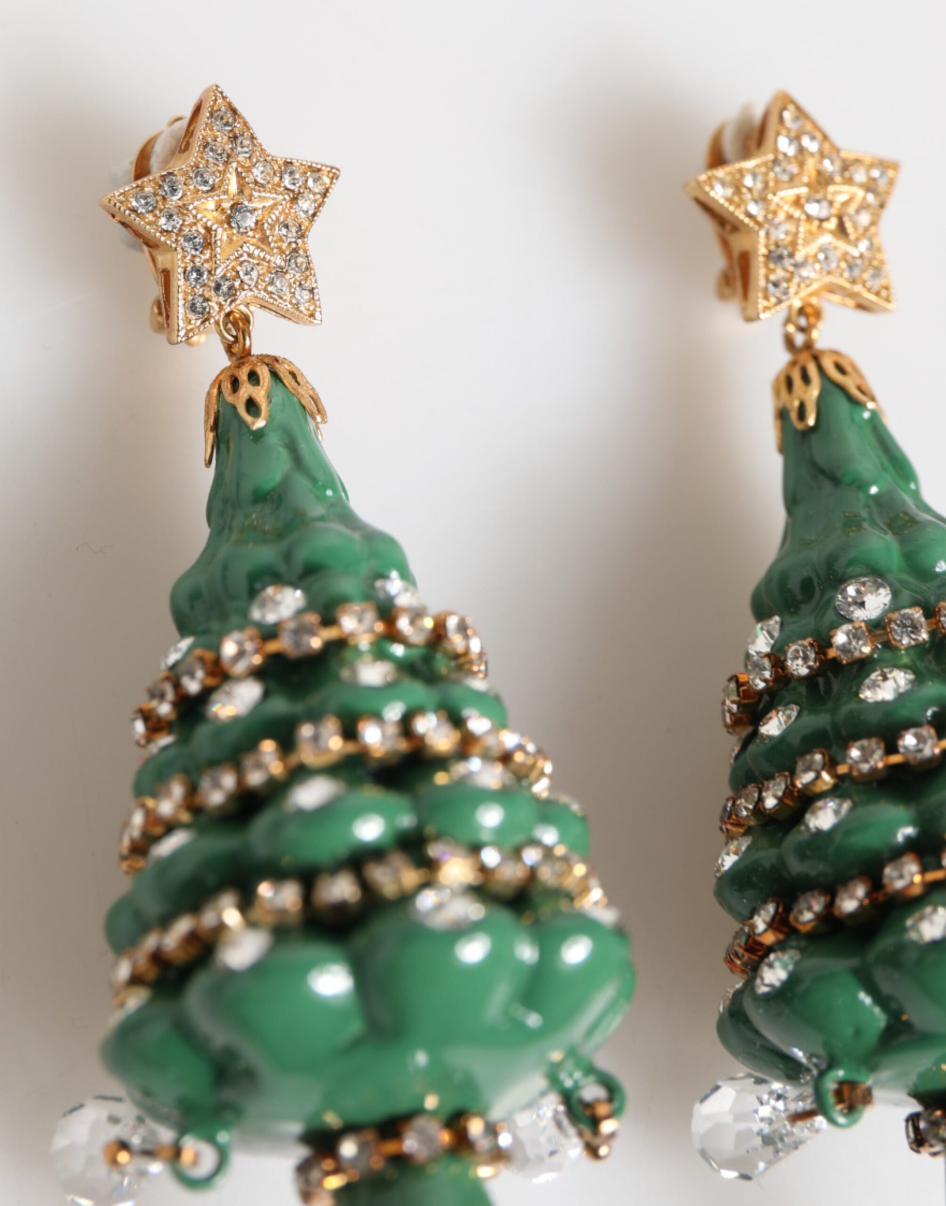 Dolce & Gabbana Gold Brass Multicolour Christmas Tree Earrings - ClickThatClicks 
