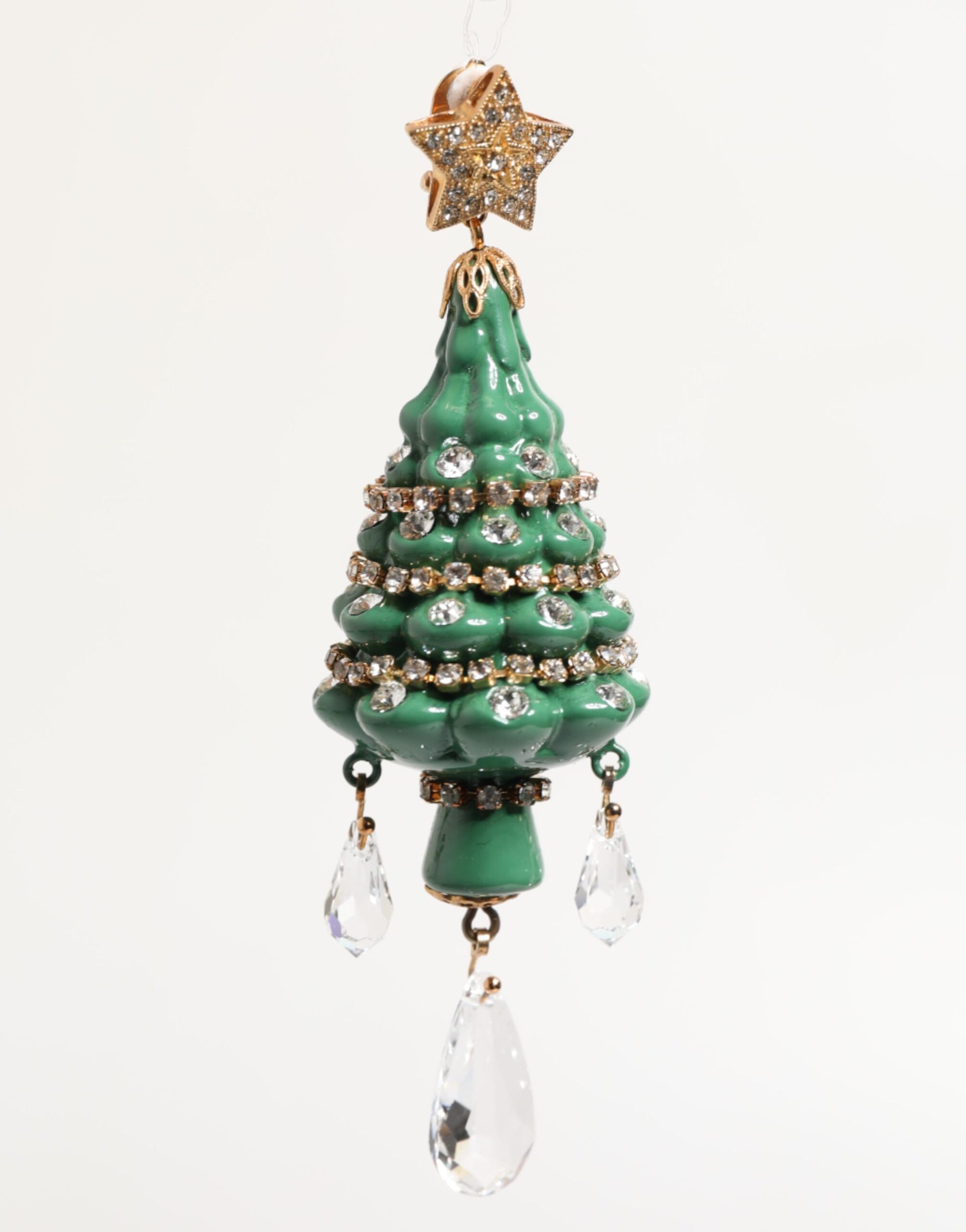 Dolce & Gabbana Gold Brass Multicolour Christmas Tree Earrings - ClickThatClicks 