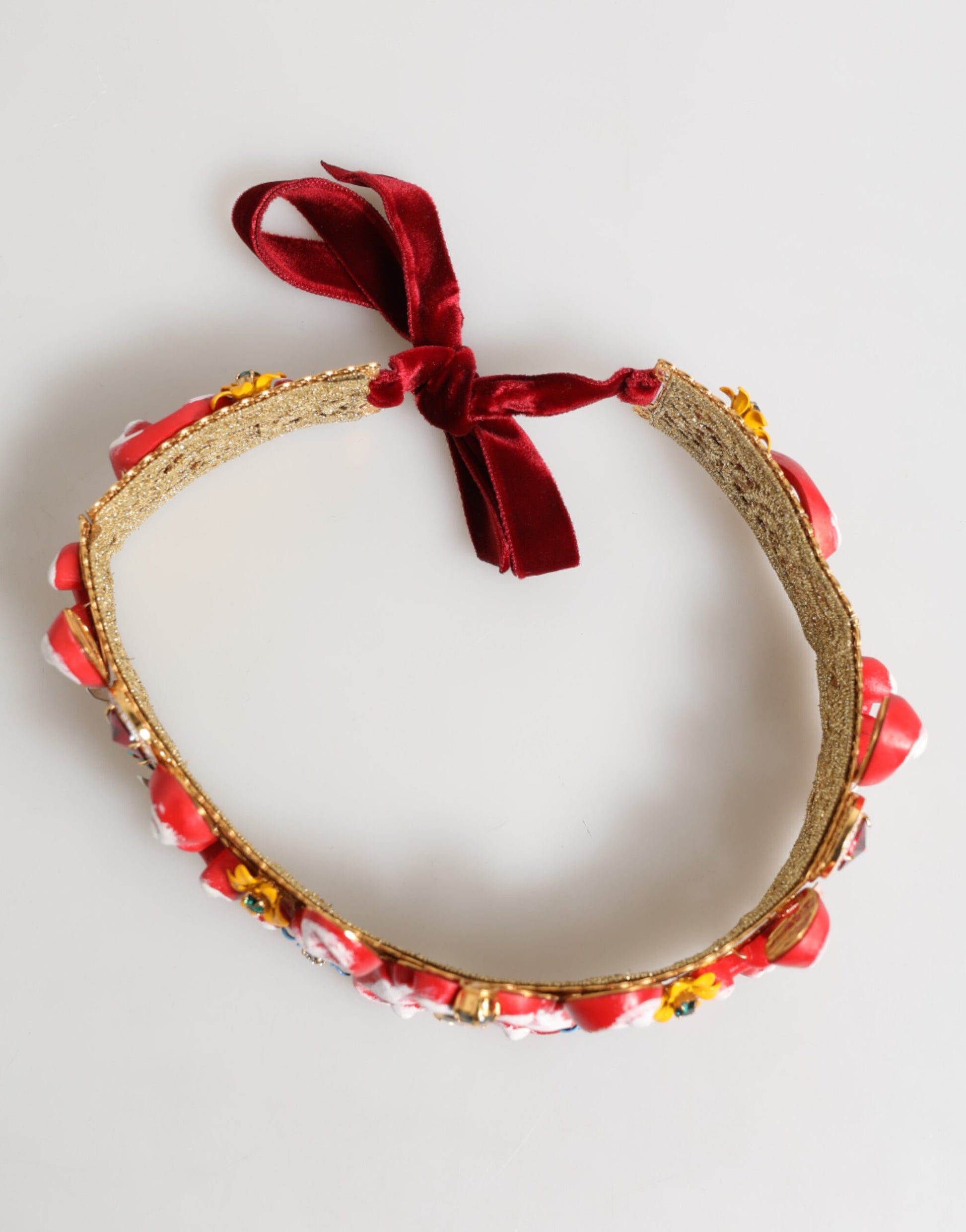 Dolce & Gabbana Red Carretto Multicolor Crystal Gold Tiara Crow Headband - ClickThatClicks 