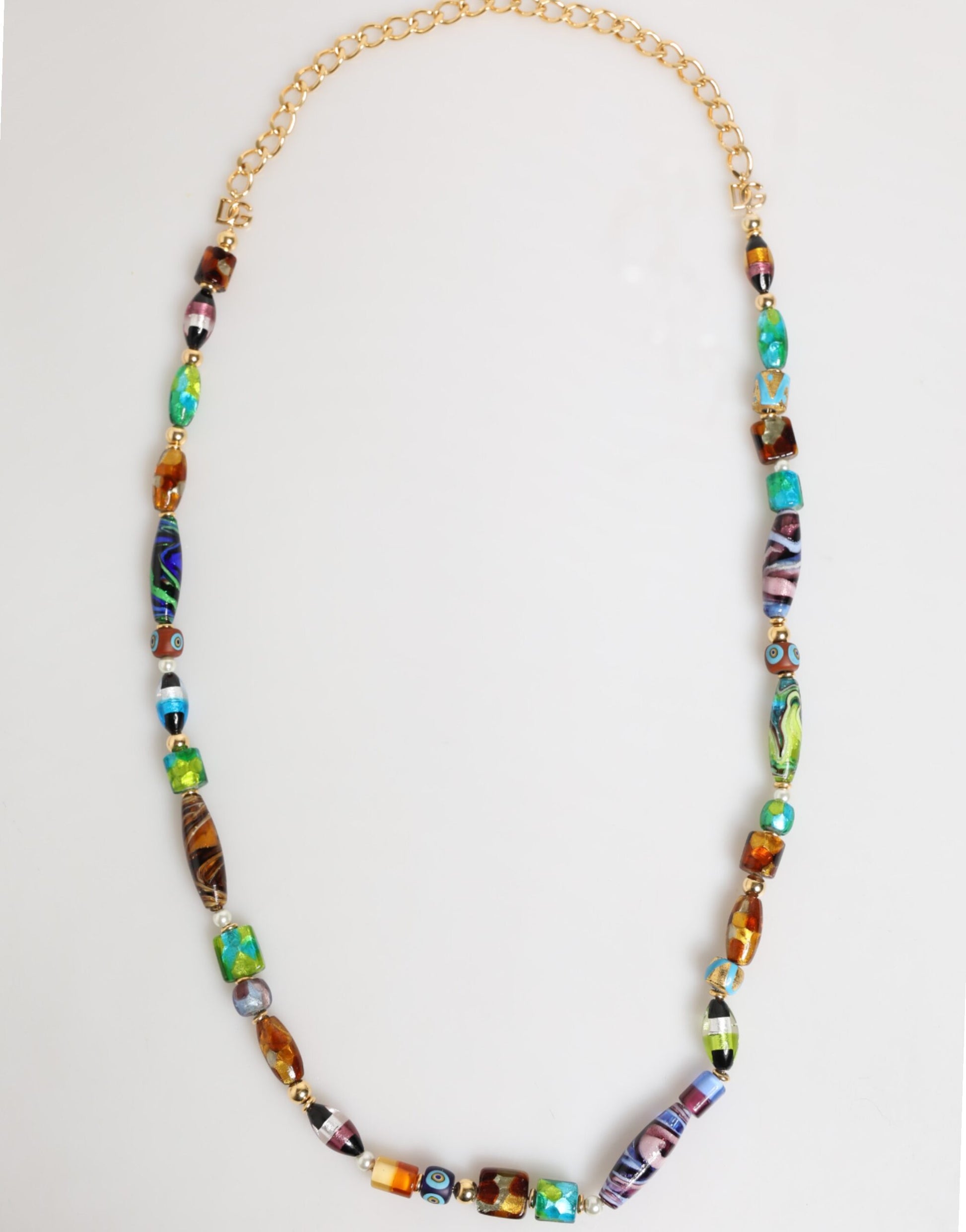 Dolce & Gabbana Multicolor Murano Glass Beads Brass Women Jewelry Necklace - ClickThatClicks 