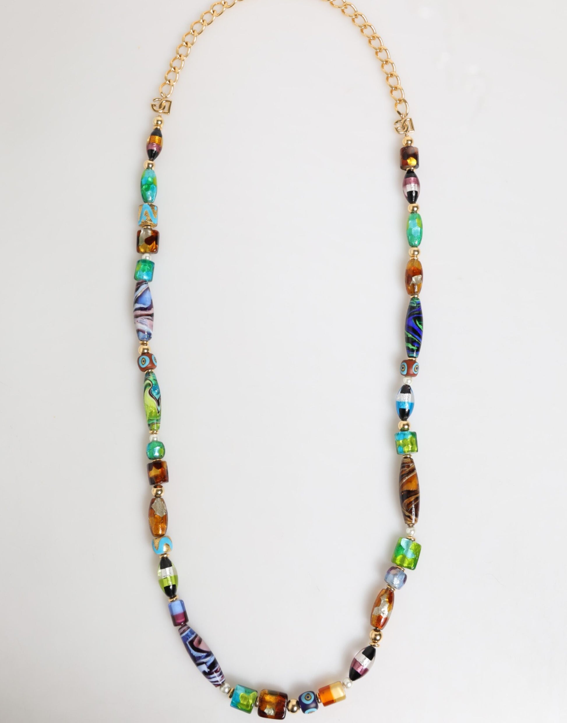 Dolce & Gabbana Multicolor Murano Glass Beads Brass Women Jewelry Necklace - ClickThatClicks 