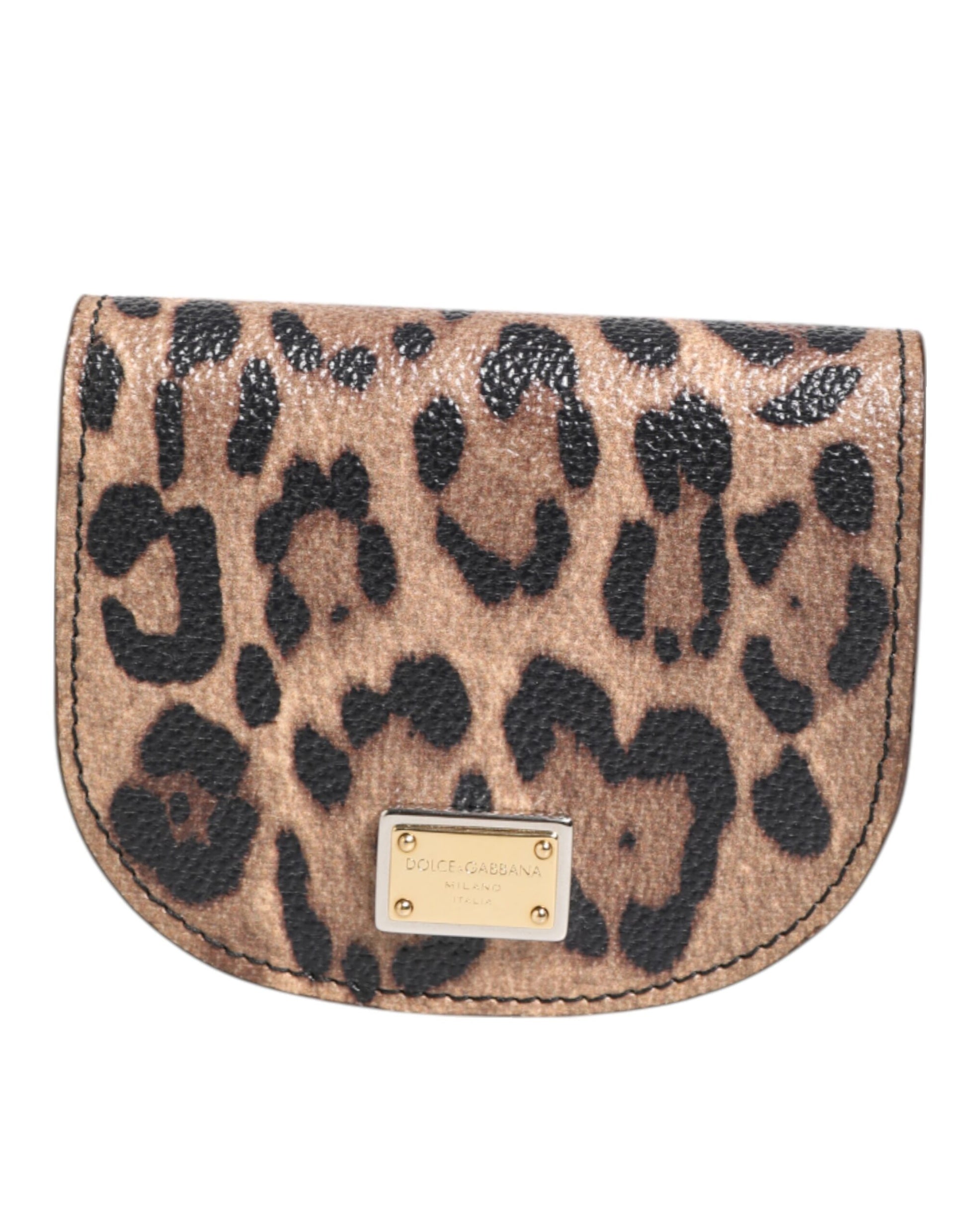 Dolce & Gabbana Brown Leopard Print Calf Leather Small Coin Purse Wallet - ClickThatClicks 