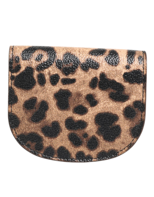 Dolce & Gabbana Brown Leopard Print Calf Leather Small Coin Purse Wallet - ClickThatClicks 