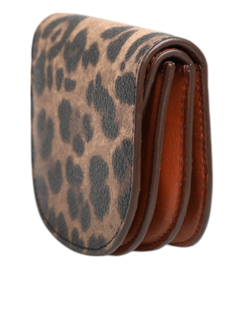 Dolce & Gabbana Brown Leopard Print Calf Leather Small Coin Purse Wallet - ClickThatClicks 