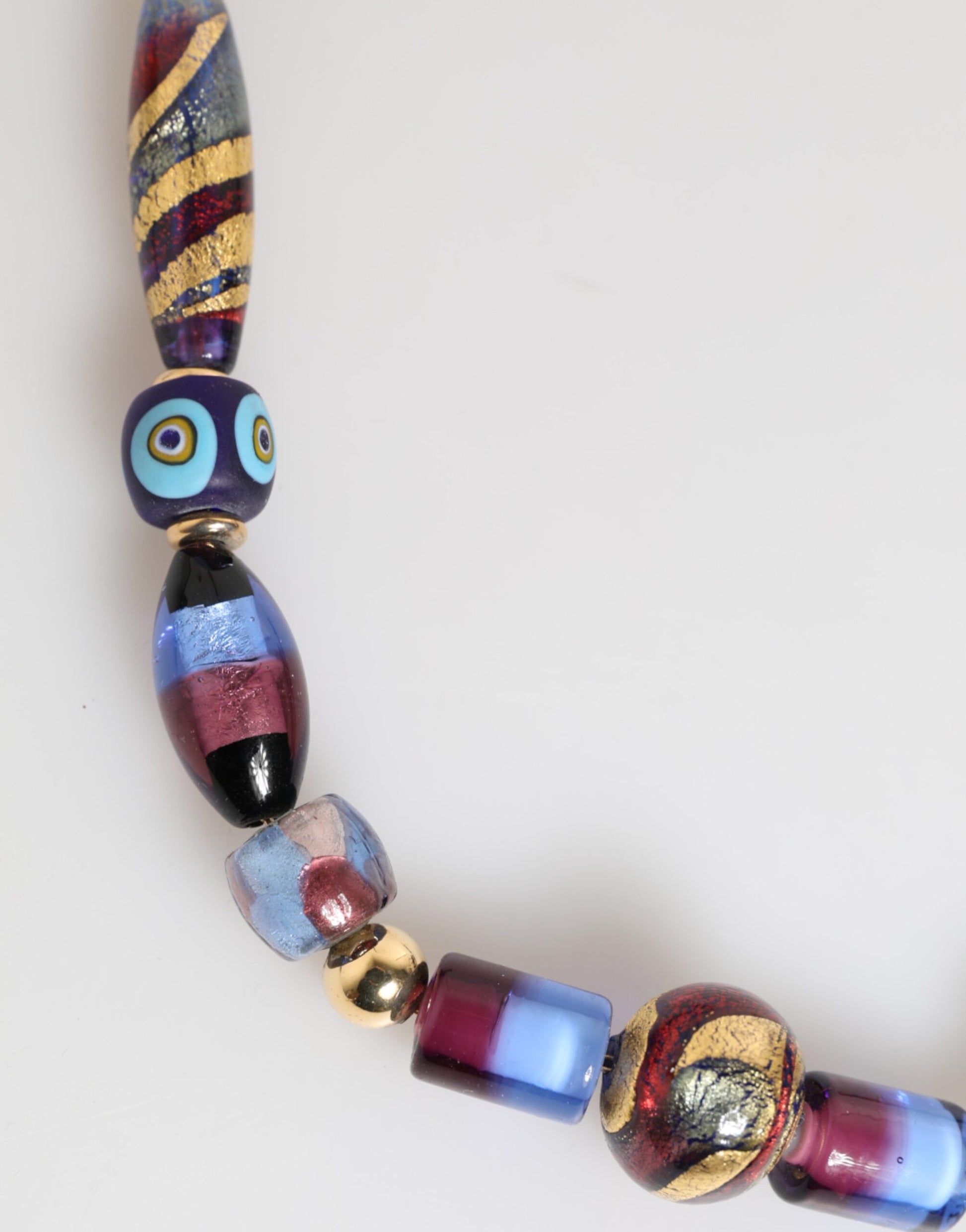 Dolce & Gabbana Multicolor Murano Glass Beads Gold Brass Chain Jewelry Necklace - ClickThatClicks 