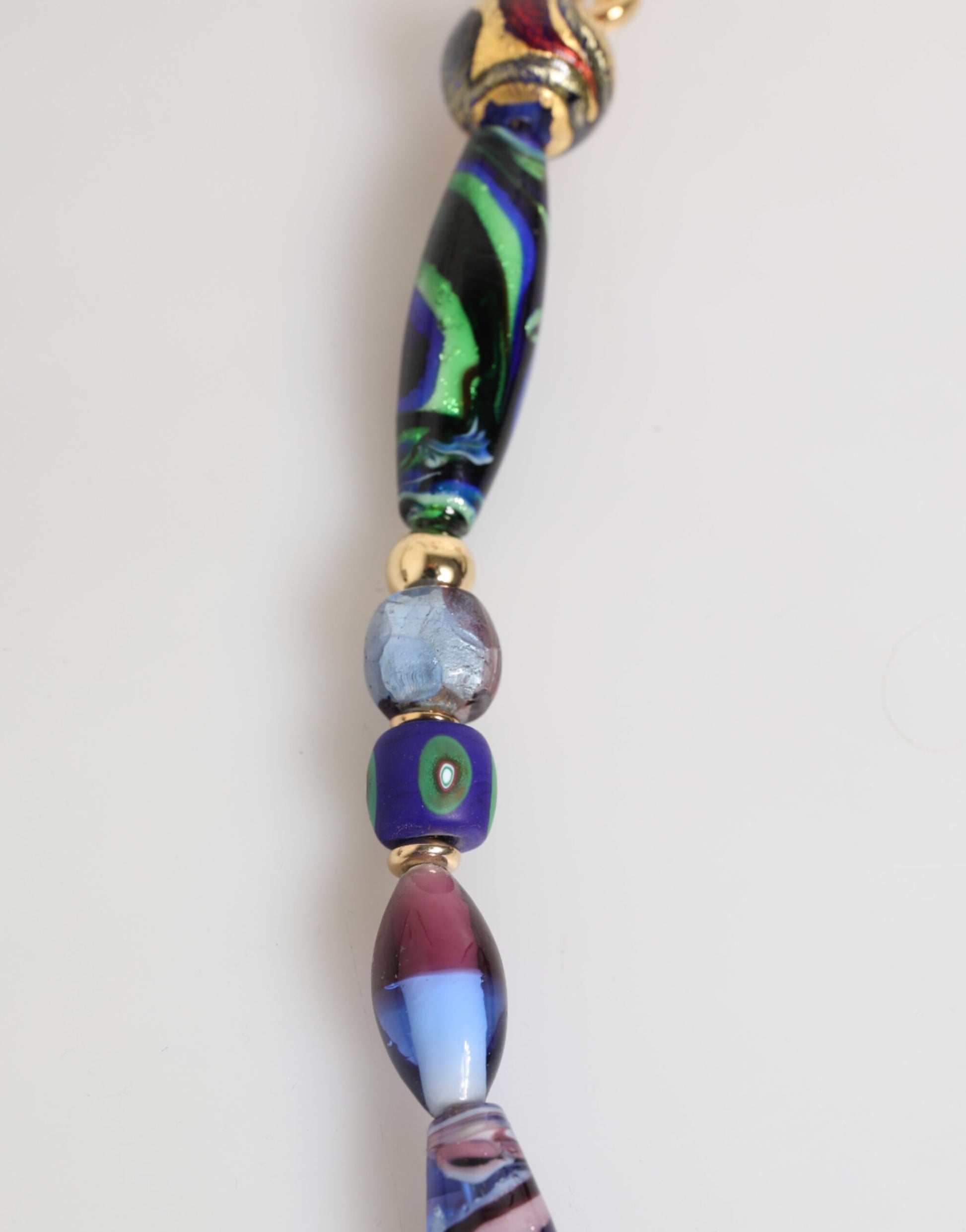 Dolce & Gabbana Multicolor Murano Glass Beads Gold Brass Chain Jewelry Necklace - ClickThatClicks 