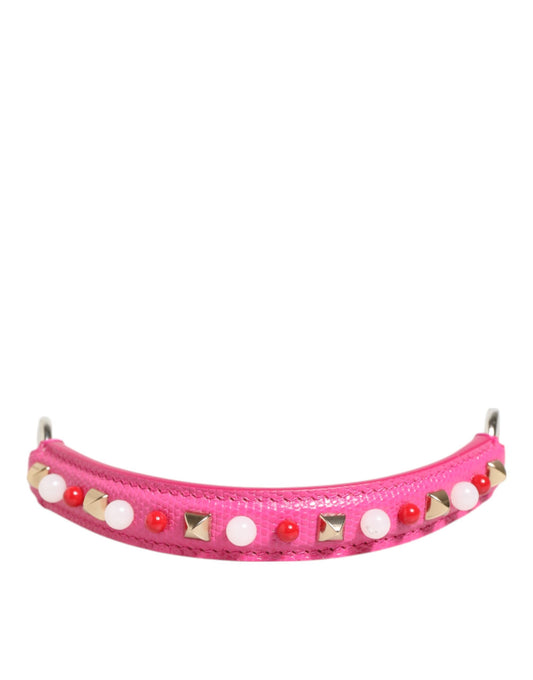 Dolce & Gabbana Pink Embellished Leather Bag Handle Women Shoulder Strap - ClickThatClicks 