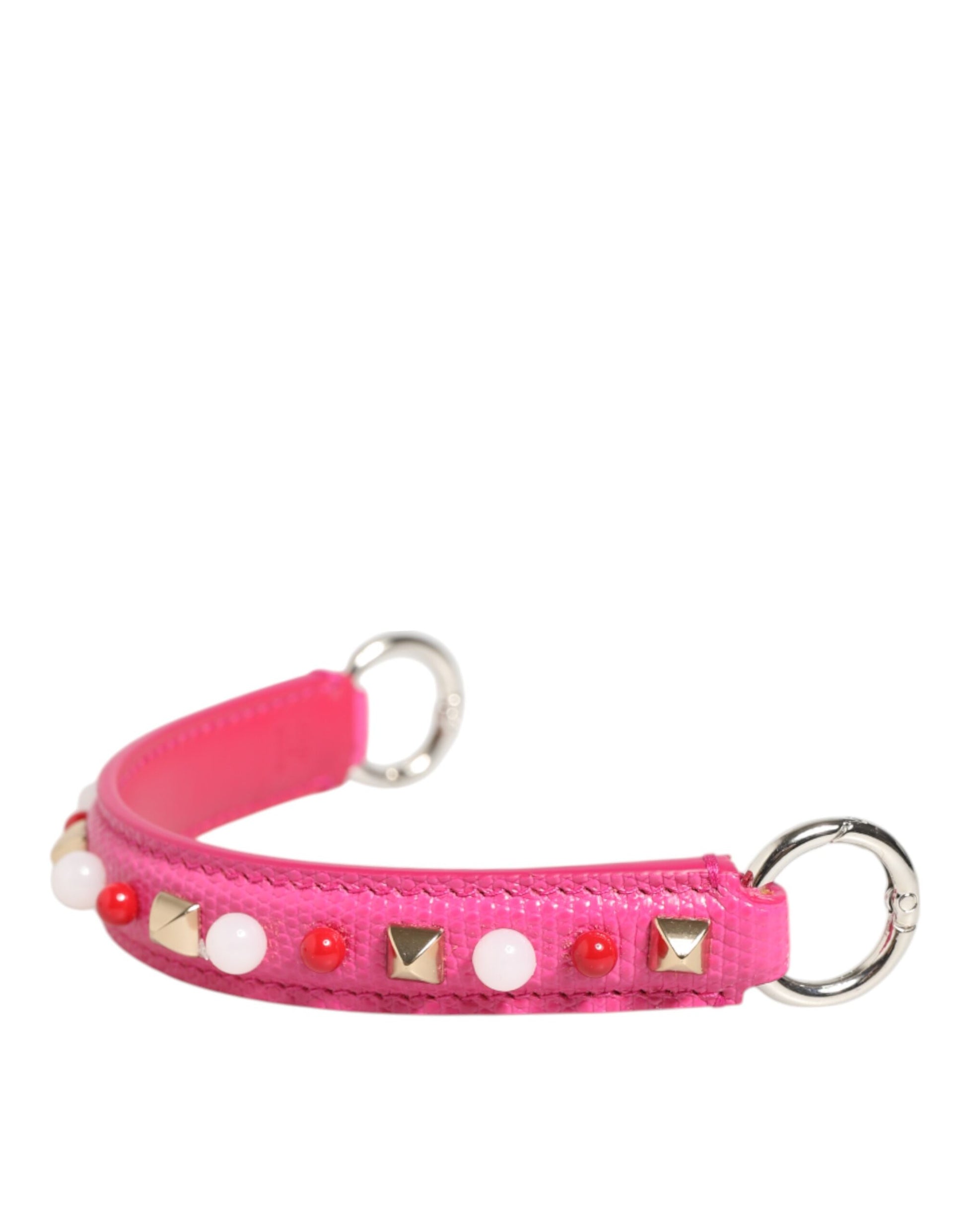 Dolce & Gabbana Pink Embellished Leather Bag Handle Women Shoulder Strap - ClickThatClicks 