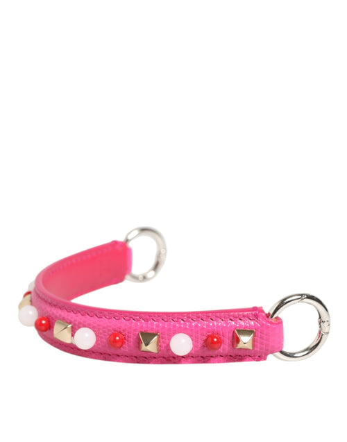 Dolce & Gabbana Pink Embellished Leather Bag Handle Women Shoulder Strap - ClickThatClicks 