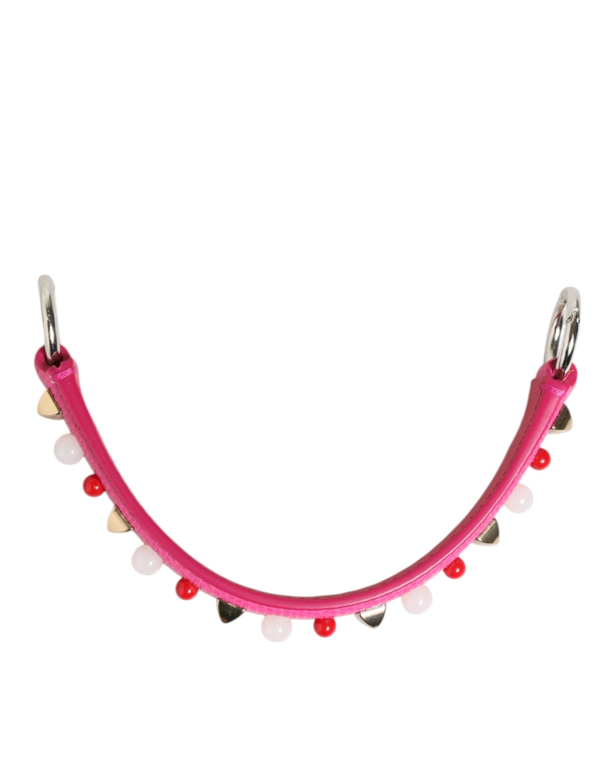 Dolce & Gabbana Pink Embellished Leather Bag Handle Women Shoulder Strap - ClickThatClicks 