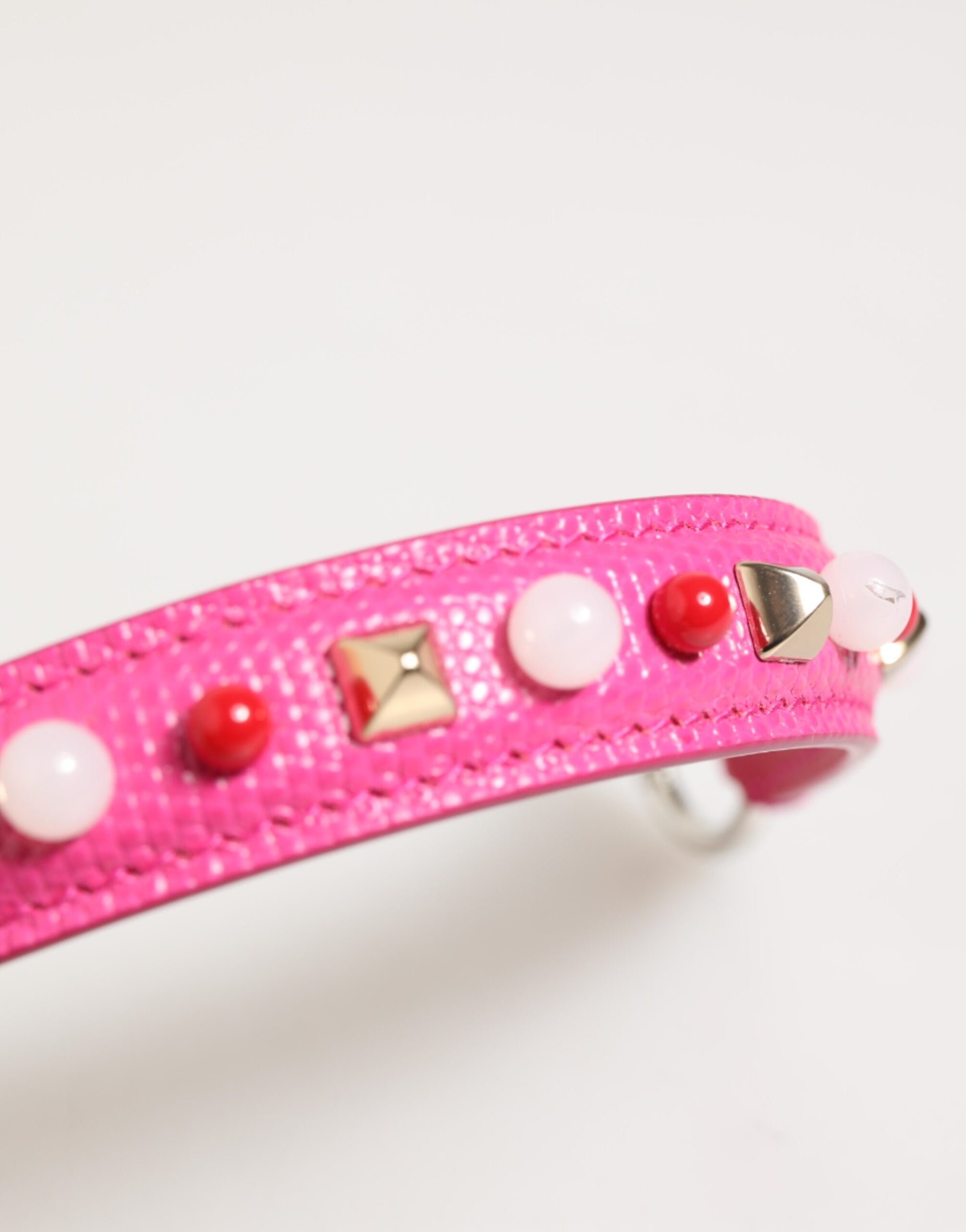 Dolce & Gabbana Pink Embellished Leather Bag Handle Women Shoulder Strap - ClickThatClicks 