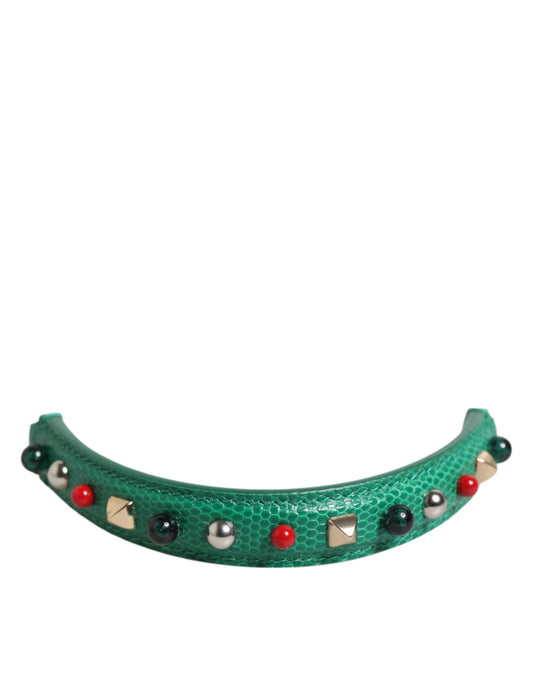 Dolce & Gabbana Green Embellished Leather Bag Handle Women Shoulder Strap - ClickThatClicks 