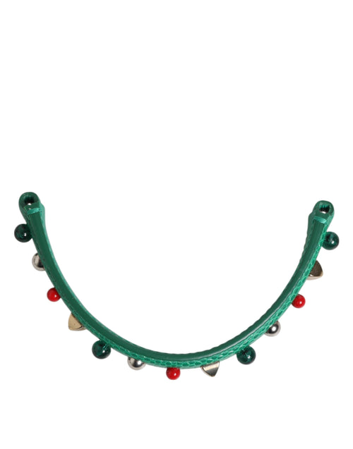 Dolce & Gabbana Green Embellished Leather Bag Handle Women Shoulder Strap - ClickThatClicks 