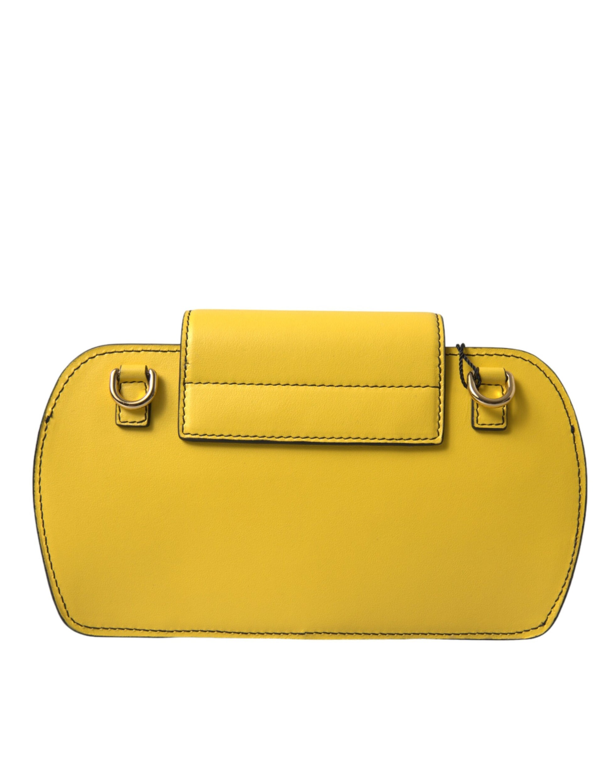 Dolce & Gabbana Yellow Smooth Leather DG Logo Clutch Crossbody Case Bag - ClickThatClicks 