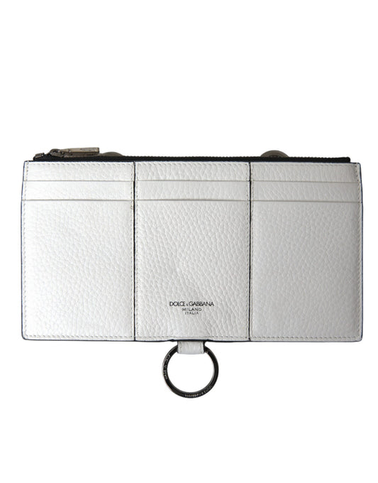 Dolce & Gabbana White Calfskin Leather Large Crossbody Card Holder Wallet - ClickThatClicks 