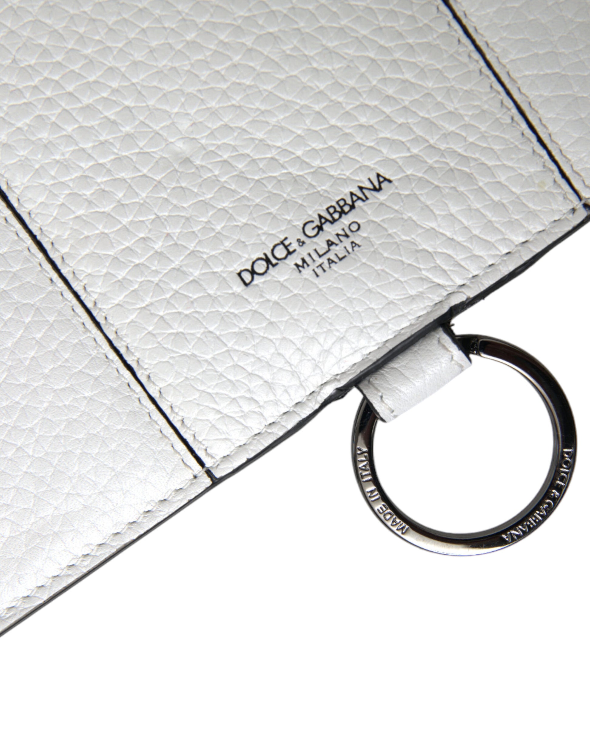 Dolce & Gabbana White Calfskin Leather Large Crossbody Card Holder Wallet - ClickThatClicks 