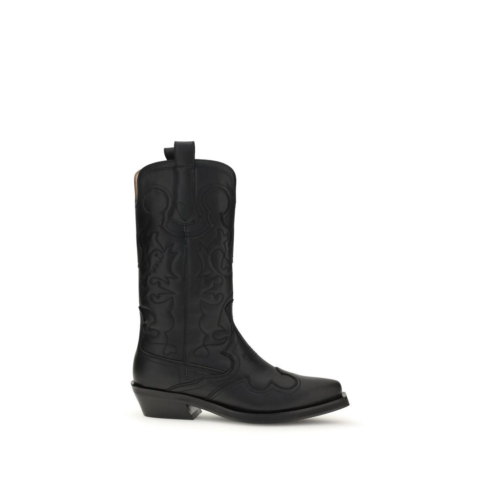 Ganni Black Recycled Leather Boots - ClickThatClicks 
