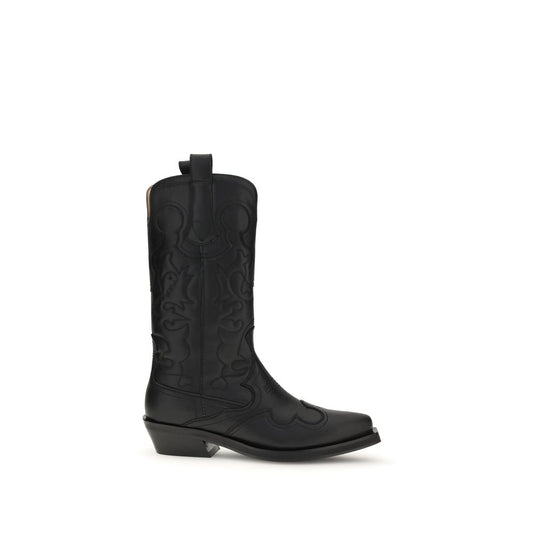 Ganni Black Recycled Leather Boots - ClickThatClicks 